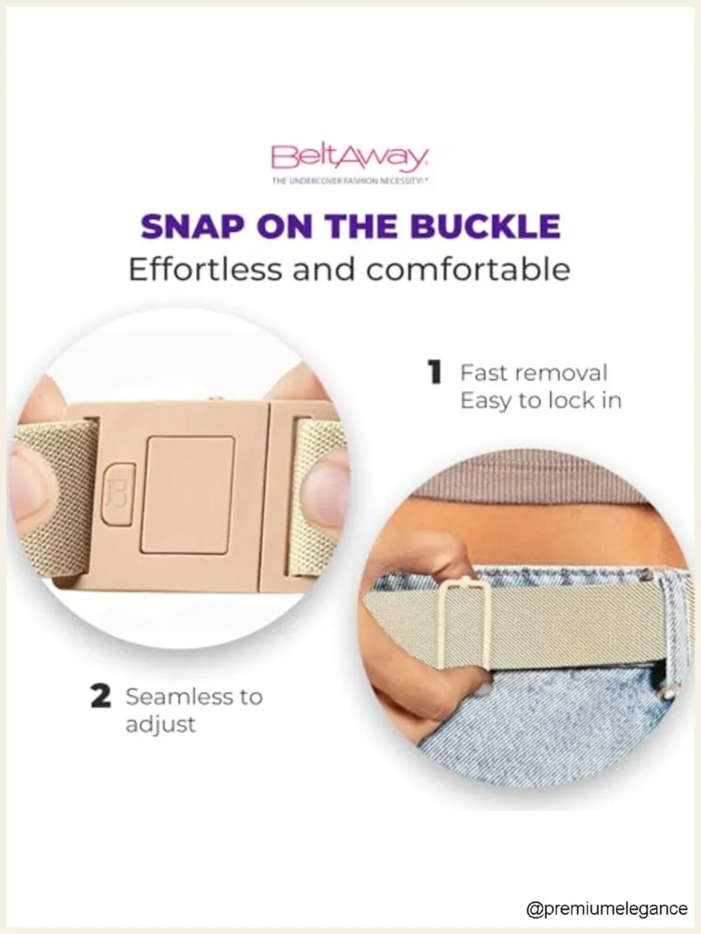 No Show Flat Buckle Stretch Belt for Jeans and Pants